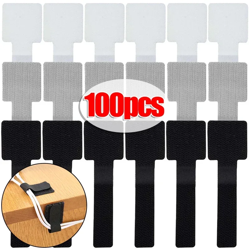 

100/10Pcs Reusable Cable Organizer Desk Wire Winder Cable Tie Organizer Self Adhesive Cord Rope Holders Cord Protection Straps