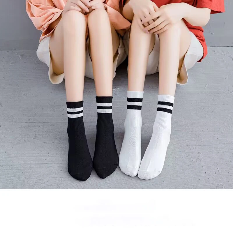 Unisex Socks Women Men White Black Crew Socks Female Male Solid Color Socks Short Cotton Sock Striped Soks Spring Summer Sox