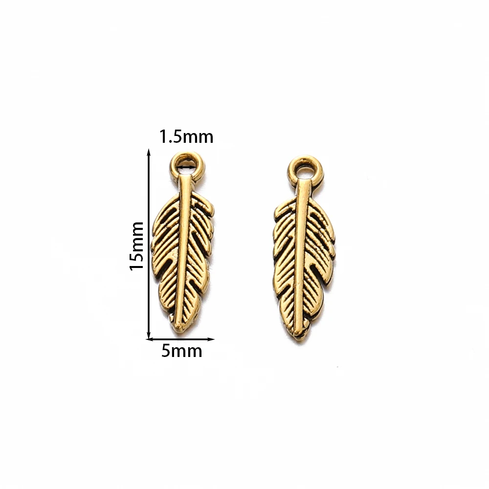 80Pcs 5x15mm Alloy Leaves Shape Antique Pendant Charms Necklace Bracelet Earring DIY For Jewelry Making Accessories Supplies