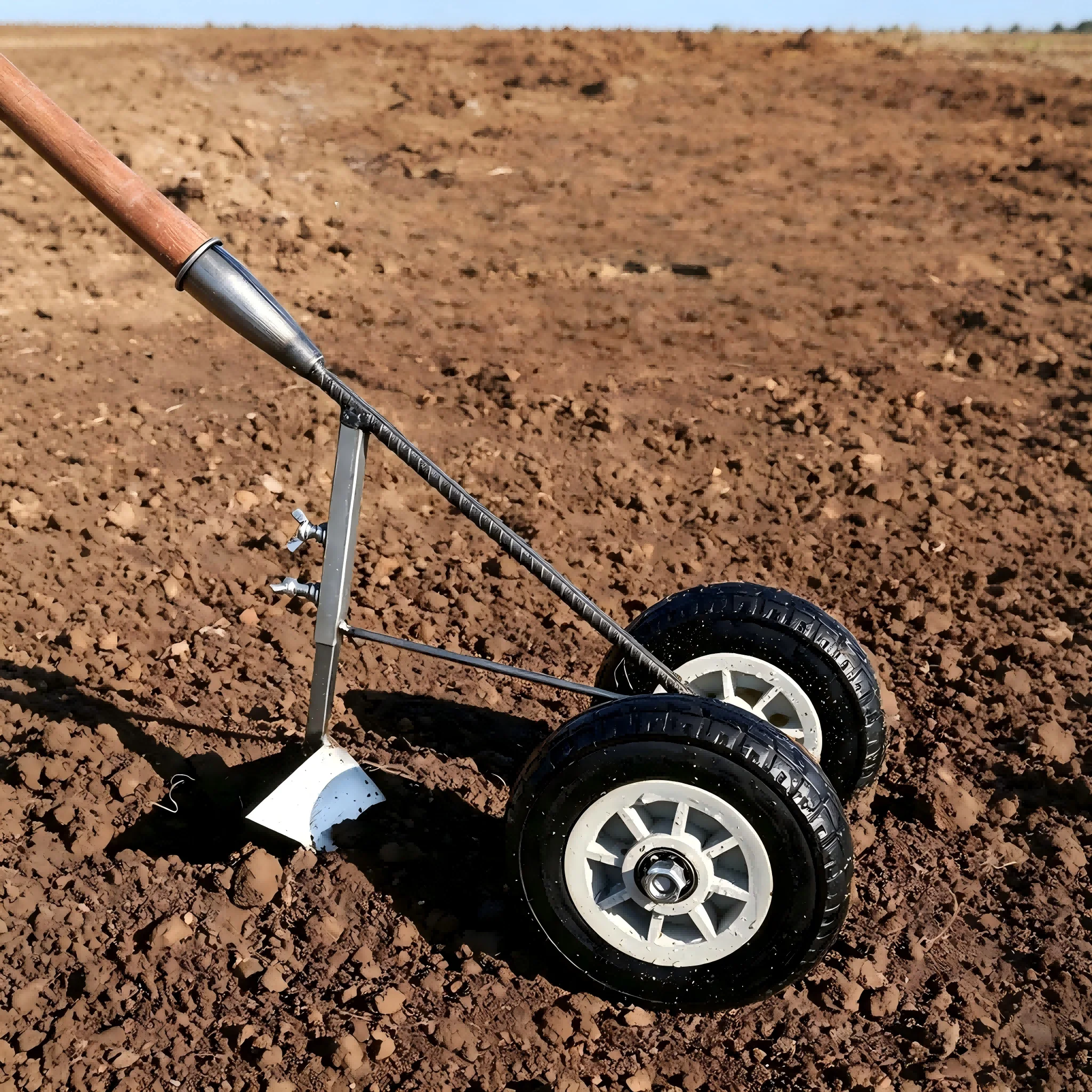 3-in-1 Labor-Saving Two-Wheel Hand Push Plow Manganese Steel Manual Farm Hoe for Ditching Ridging Weeding And Soil Turning