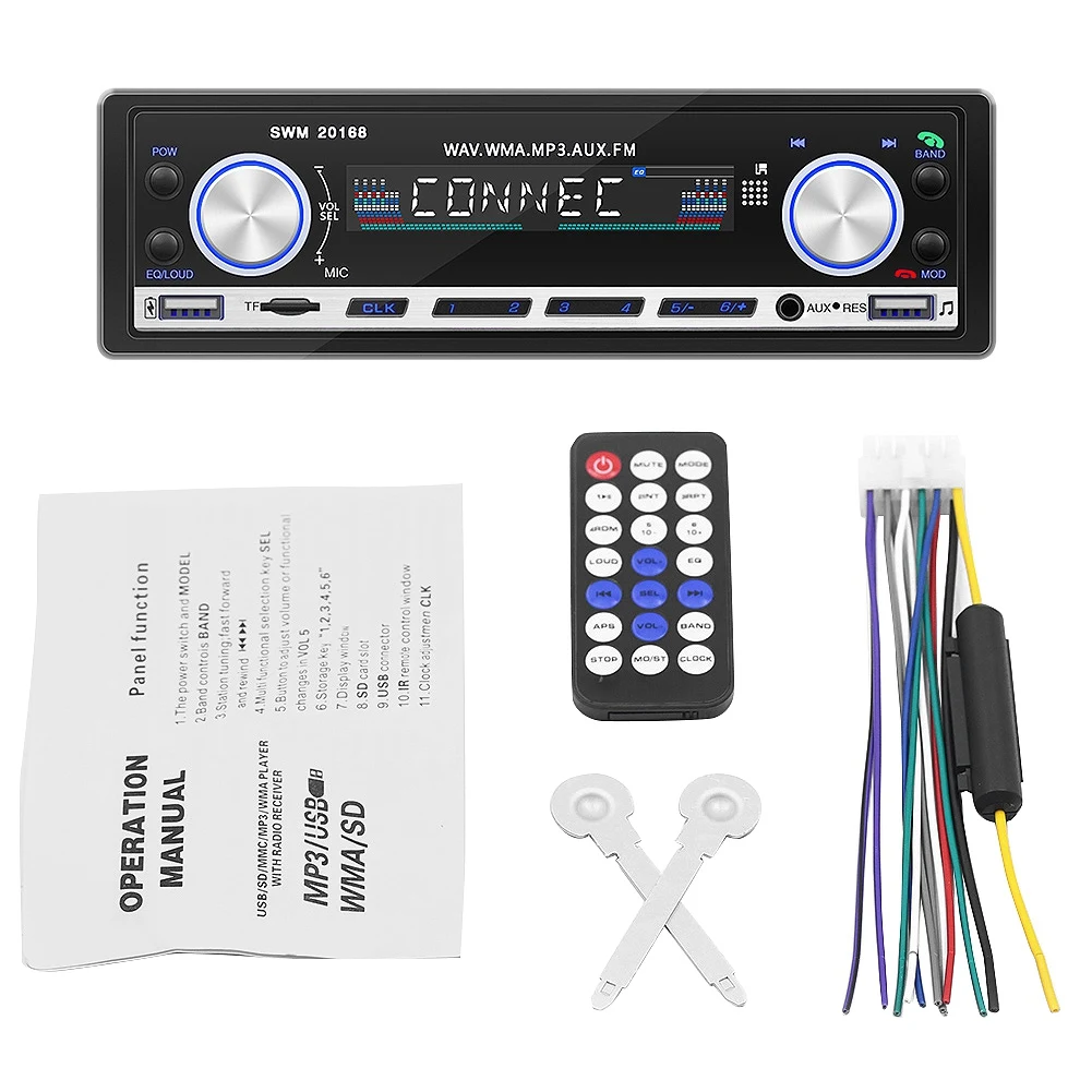 12V In-Dash 1Din Radio Car Bluetooth Autoradio Car Stereo Radio FM Aux Input Receiver TF USB Car Multimedia Player