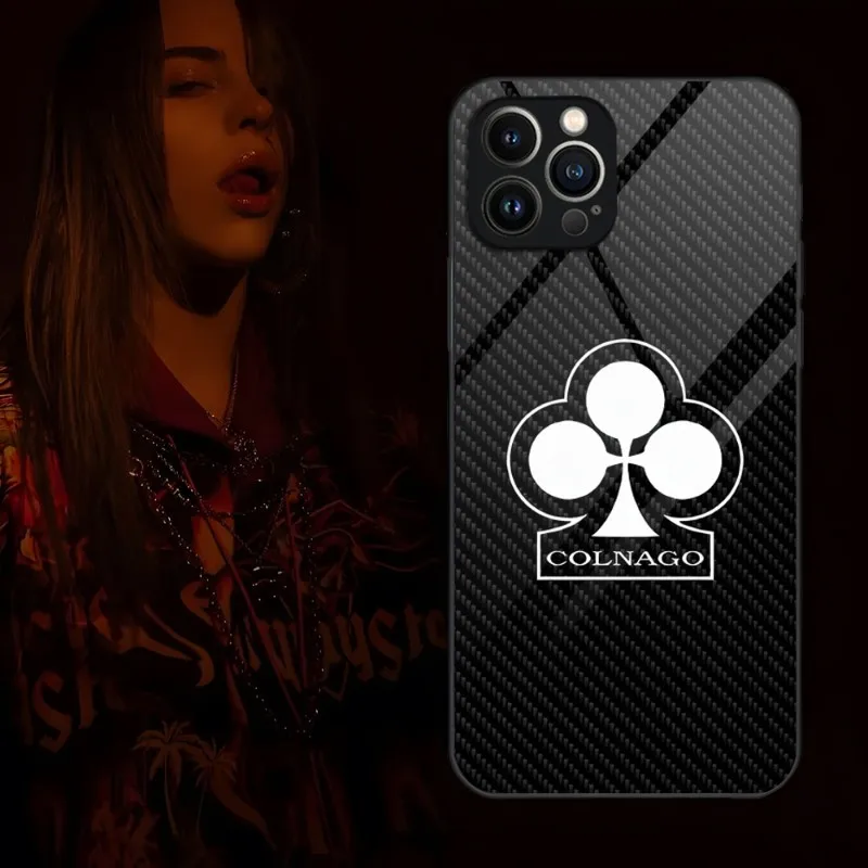 Phone Case For IPhone 14 Pro 13 12 11 Mini X XS XR Max 6 8 7 Plus SE 2020 2022 Colnago Bick Bling Glass Design Cove