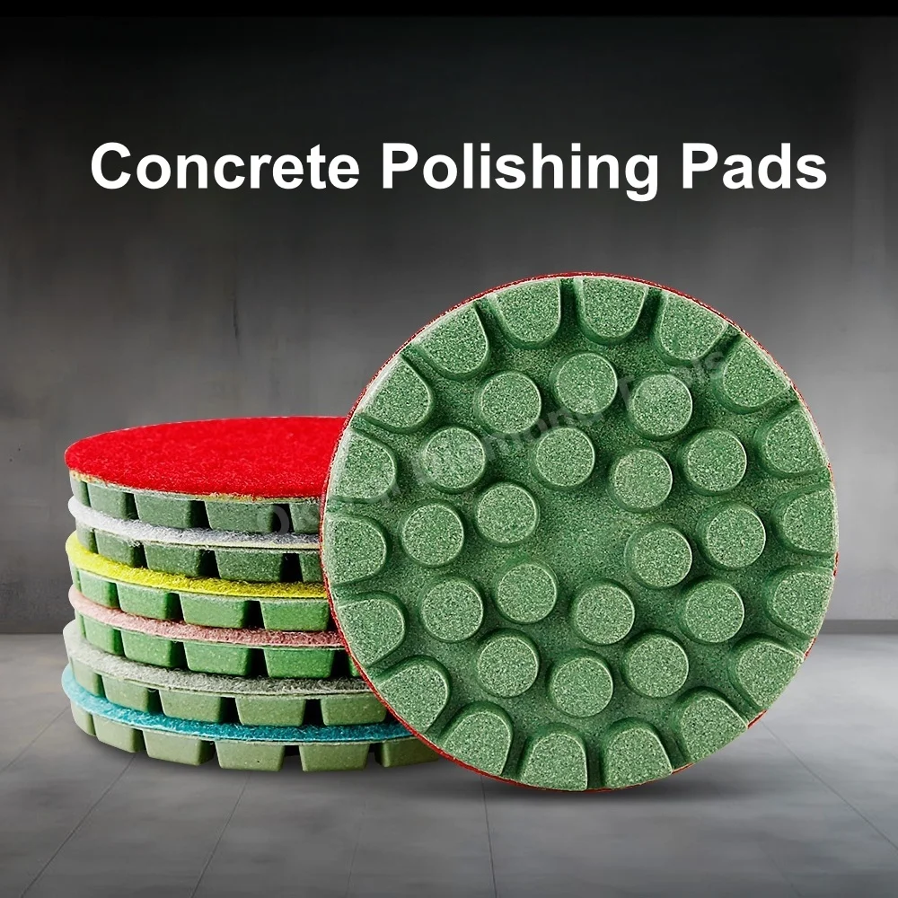6 Stück 4 Zoll 100mm Beton-Polierpads Bodenpolierpad für Beton, Zement, Terrazzo, Marmor, Granitboden – Detail 1