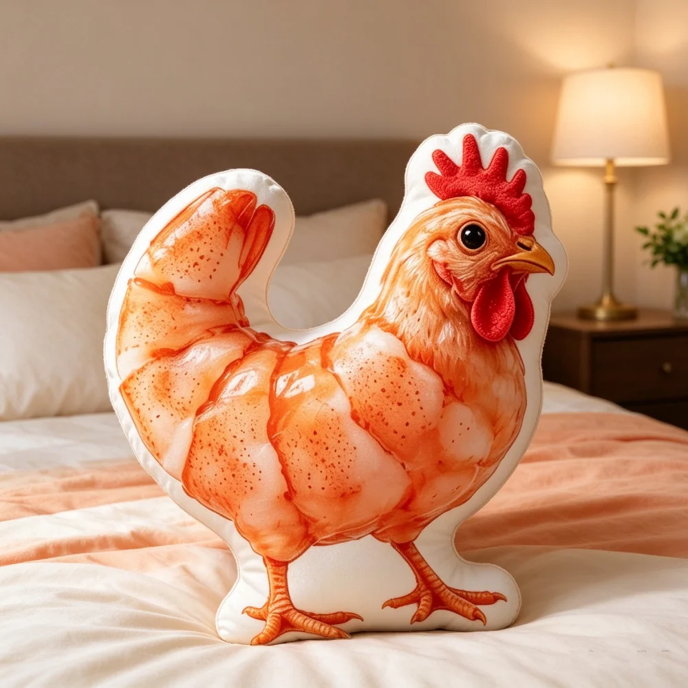Creative 3D Printing Chicken Plush Toys Soft Cute Soft Comfy Shrimp Chicken Doll 15/30/45cm Simulation Stuffed Chicken Kids Toy