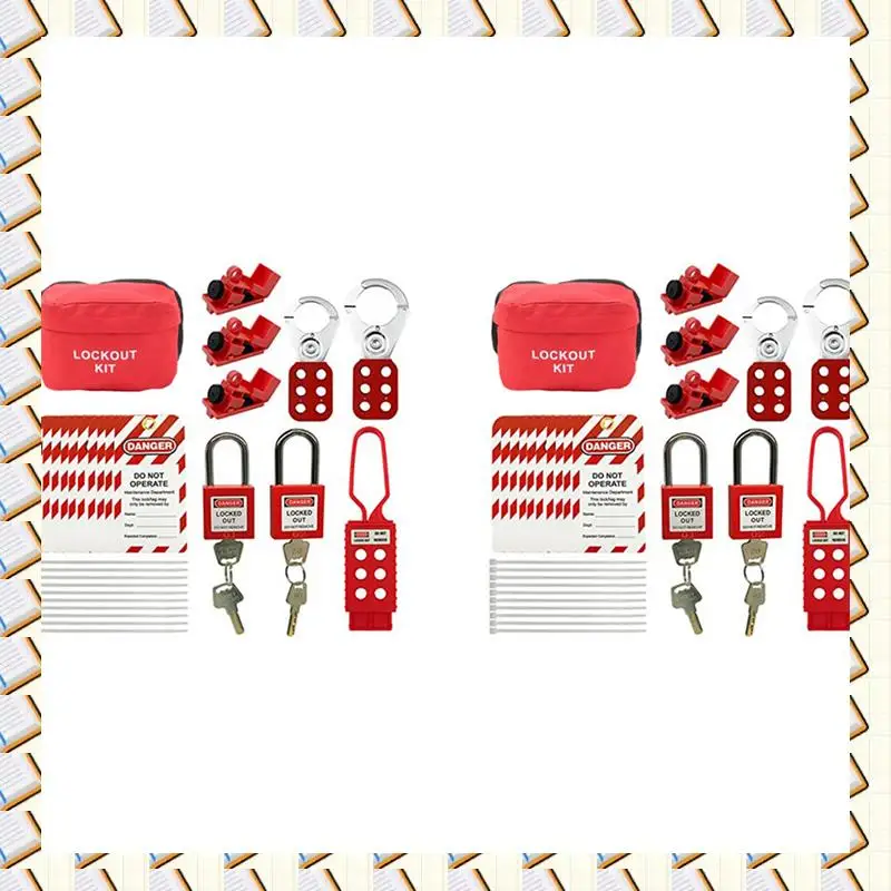 

A14M 2X Electrical Lockout Tagout Kit -Lock Out Tag Kits With Hasps,Circuit Breaker Lock,Safety Padlock(4 Keys Per Lock)