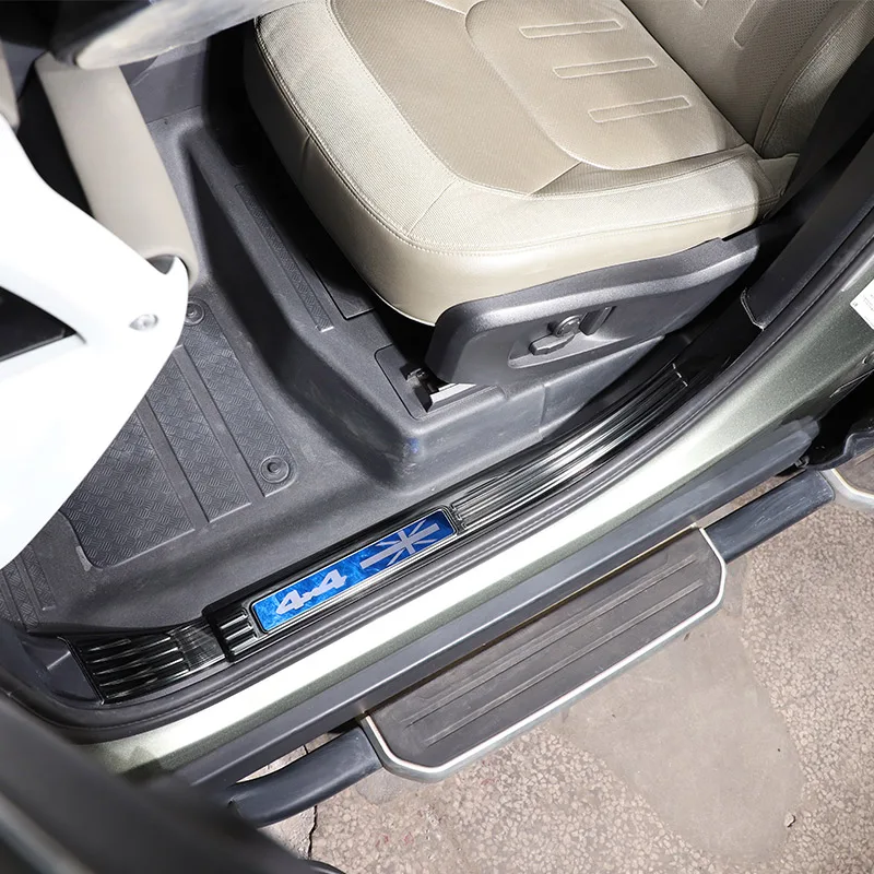 8 قطعة لاند روفر ديفندر 110 20-24 الفولاذ المقاوم للصدأ الفضة عتبة باب السيارة حماية لوحة تقليم قطع غيار السيارات الديكور حامي #6