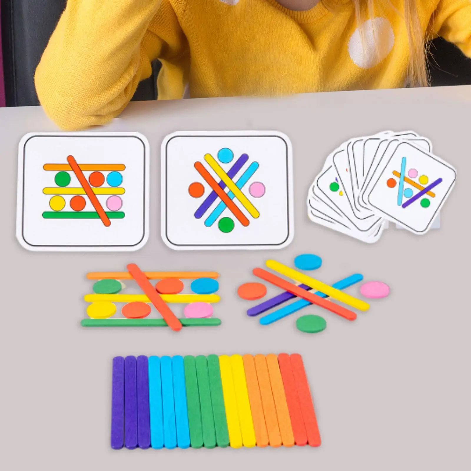 

Montessori Toys Kids Colorful Sticks Puzzle Set for Families Activities