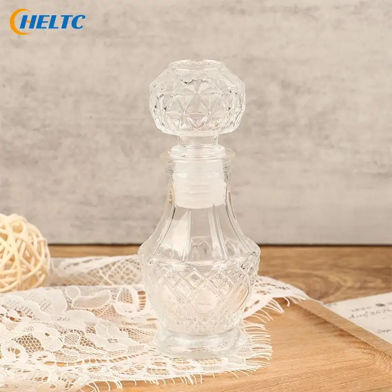 1PCS 50ml Whisky Glass Liquor Bottles With Screw Cap For Alcohol Carved Perfume Honey Jar Mini Container Wedding Handmade Gift