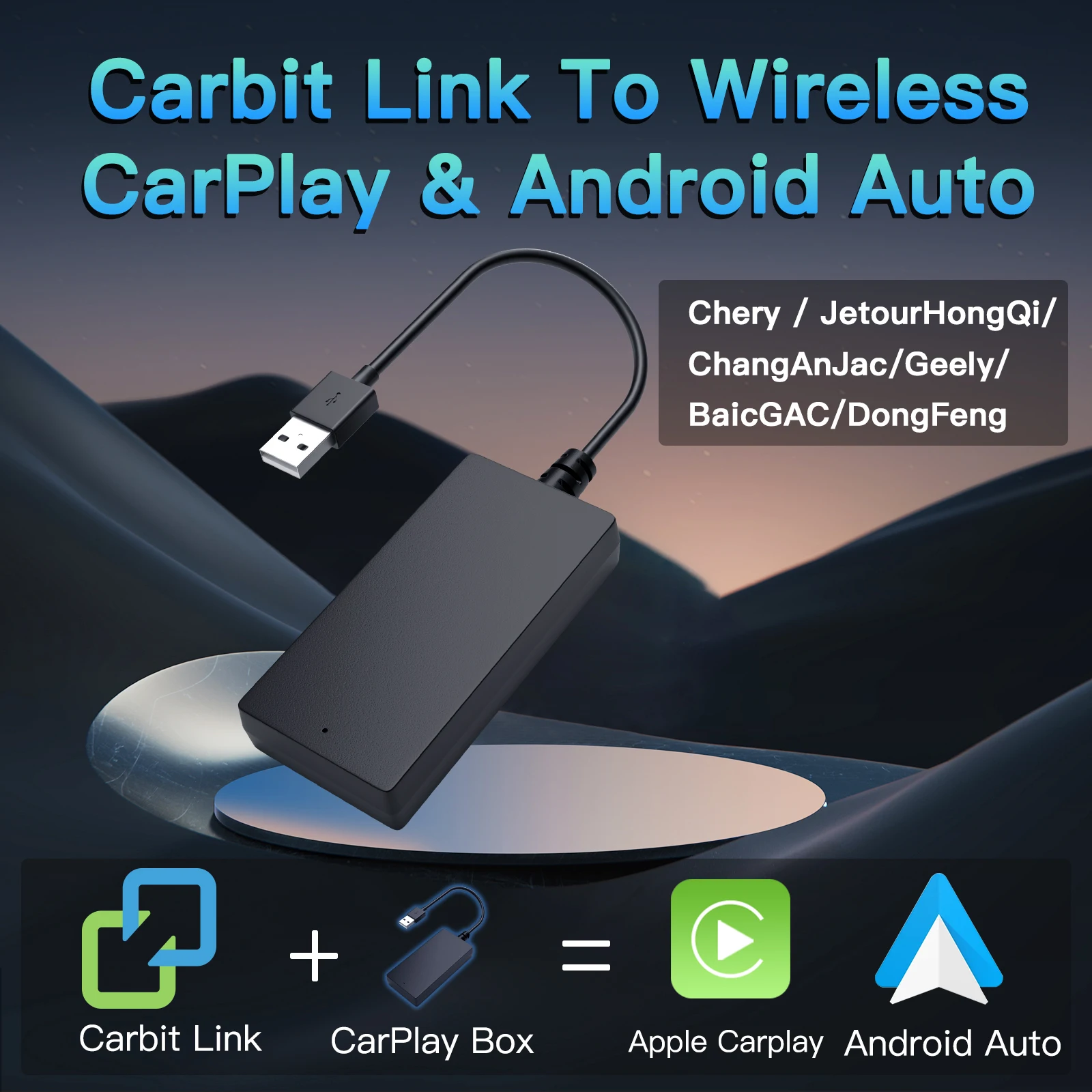 

NEWWired Carbit link Smartlink Phonelink Easy connect to Wireless CarPlay Android Auto adapter Baic Jetour Geely Chery Tiggo GAC