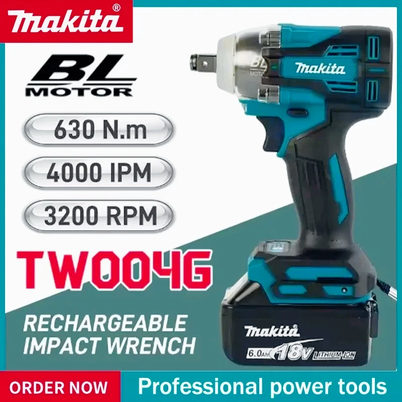 

Бесщеточный аккумуляторный ударный гайковерт Makita TW004G 18В с высоким крутящим моментом 450 Н·м для авторемонта и обслуживания автомобилей