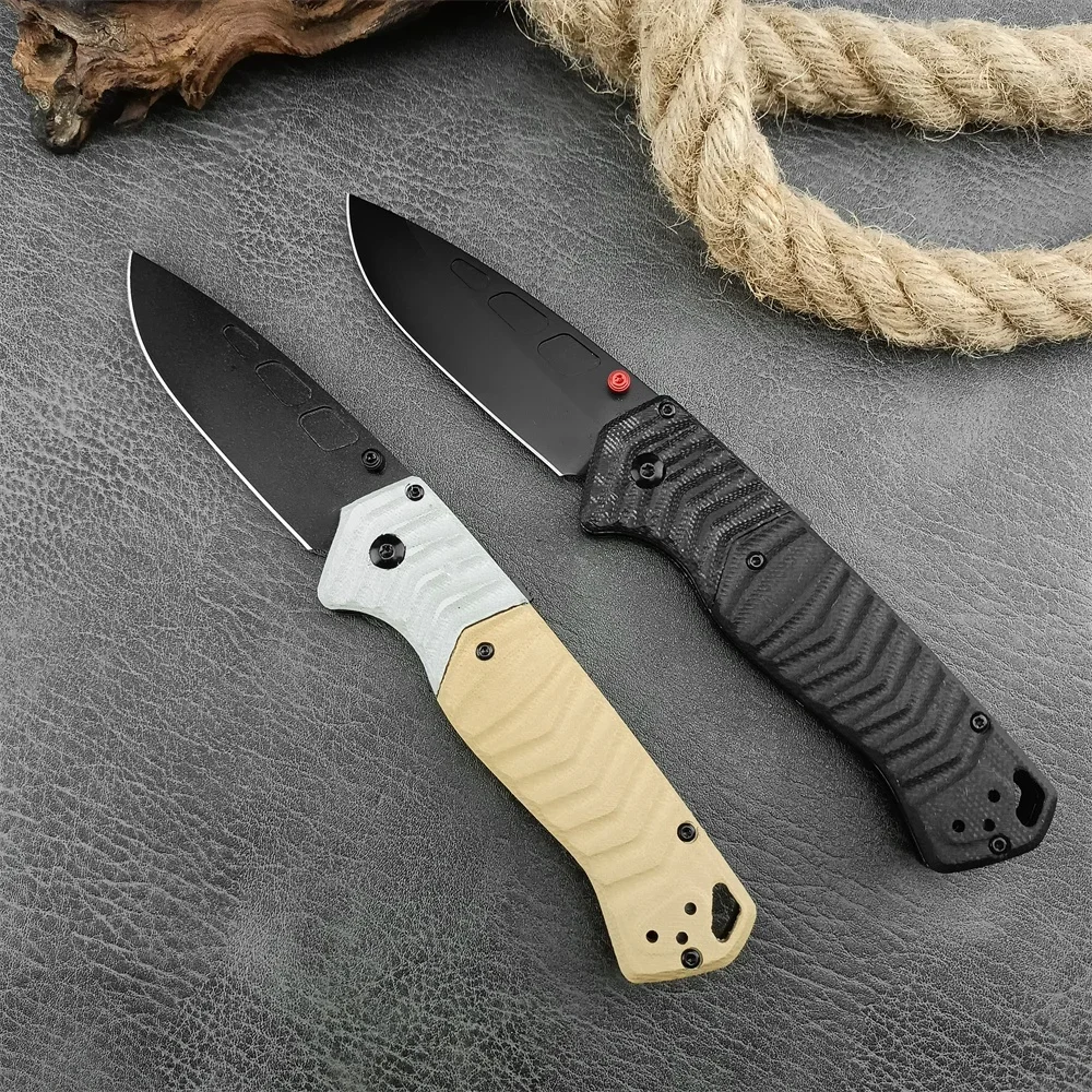 Psk Kit de Sobrevivência Pessoal Faca Dobrável 3.4 Cpm-magnacut Preto Cerakote Drop Point Lâmina G10 Alças Faca Tática bm 593