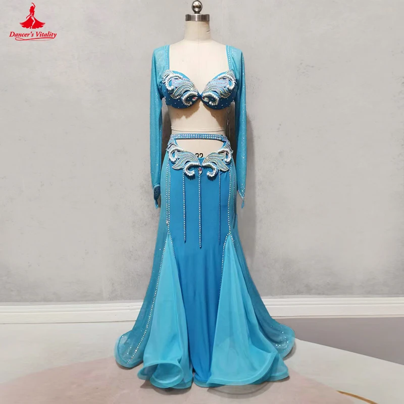 Belly Dance Professional Compeitition Suit for Women Bellydancing Bra+Fishtail Skirt 2pcs High-End Custom Oriental Dance Outfit