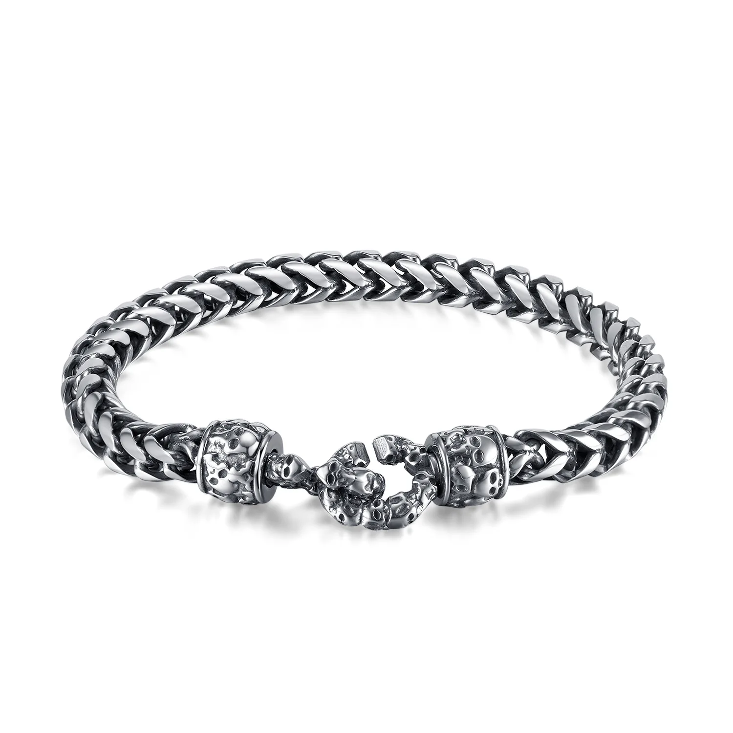 

Vintage trendy men's stainless steel high-end feeling personalized skull head bracelet chains