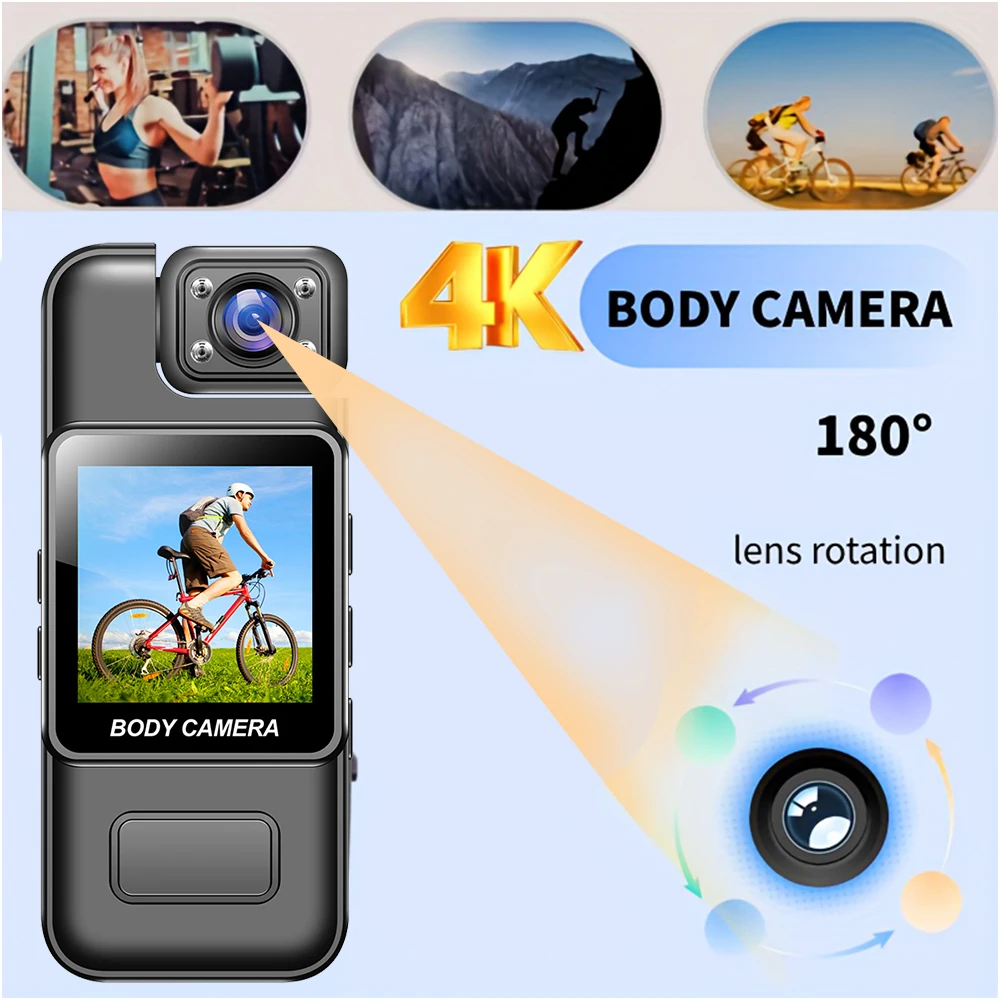 

4K HD Wi-Fi ультра мини-камера портативная полицейская камера инфракрасная функция ночного видения подходит для полицейского использования, езды на велосипеде на открытом воздухе и т. д.