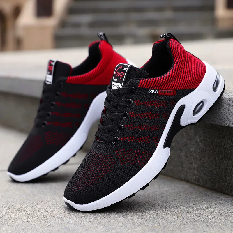 Men's professional running shoes lightweight Korean version designer mesh air cushion sneakers lace-up outdoor tennis shoes