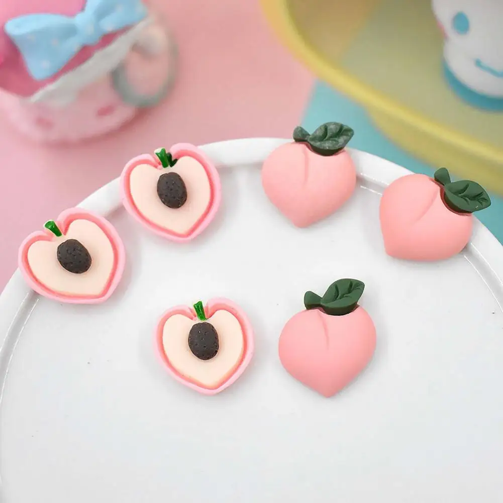 Pink 10 Buah Simulasi Lucu Model Persik Resin Kecil Simulasi Persik untuk Casing Ponsel