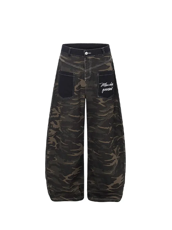 Military Green Womens Jeans High Waist Vintage Straight Baggy Y2K Denim Pants Hip Hop American Fashion Wide Leg Denim Trouser