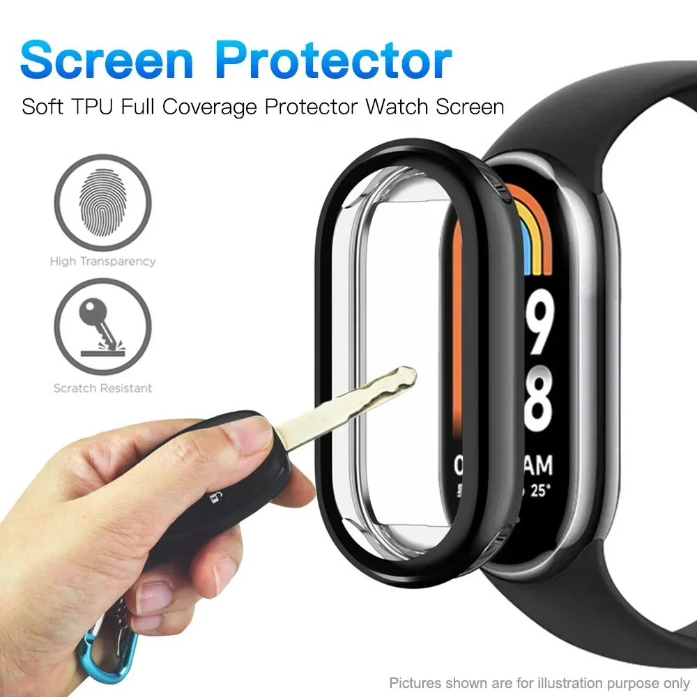 Мягкий силиконовый чехол из ТПУ для Xiaomi Mi Band 9, умные часы, защитная рамка для экрана, бампер для Xiaomi Mi Band 8/9, аксессуары в виде ракушки Мягкий силиконовый чехол из ТПУ для Xiaomi Mi Band 9, умные часы, защитная рамка для экрана, бампер для Xiaomi Mi Band 8/9, аксессуары в виде ракушки