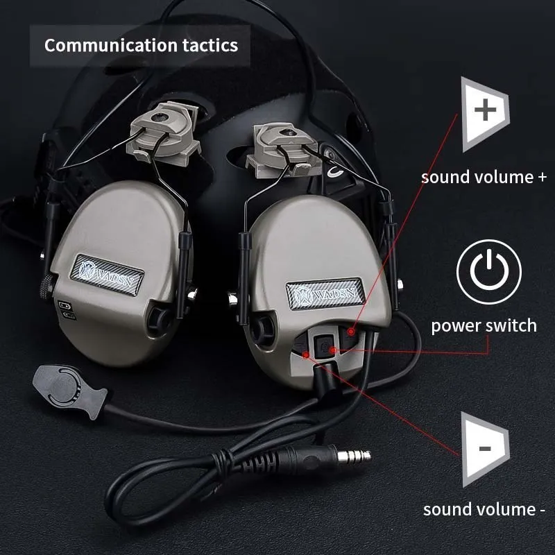 WADSN Sordin Tactical Helmet Headset Communication Headphone With Civil Baofeng Kenwood U94 PTT Shooting Earphone Accessories