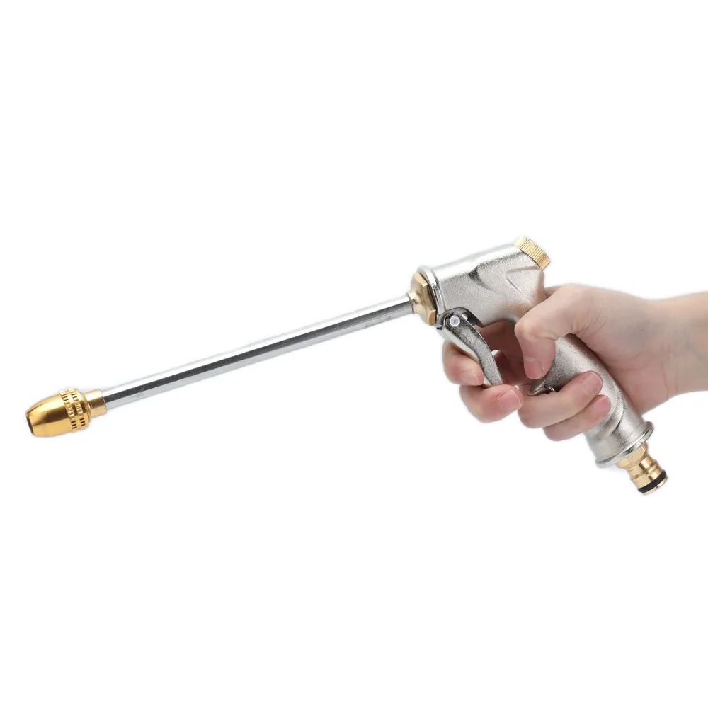 Copper Plated Aluminum Alloy Water Sprayer Adjustable Silver Water Hose Nozzle High Pressure Easy Grip Hose Nozzle Backyard Use