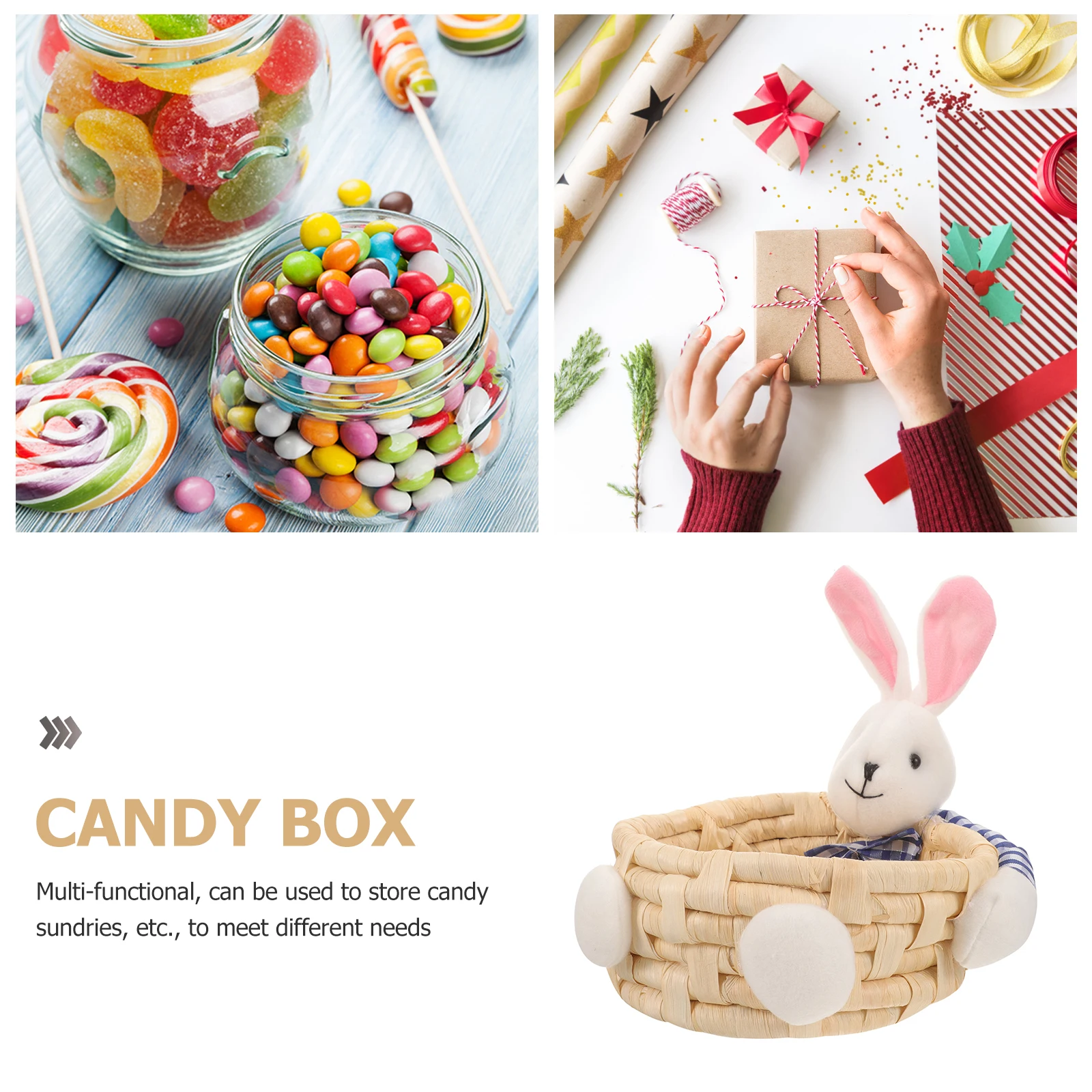 

1 Rabbit Storage Basket Natural Woven Organizer for Home Office Snacks Cosmetics Makeup Key Fruit Table Decor Small Baskets