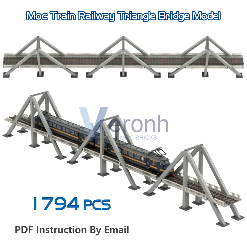 1794 pçs moc triângulo ferroviário ponte modelo blocos de construção cidade trem viaduto compatível 53401 peças pista montagem tijolos brinquedos