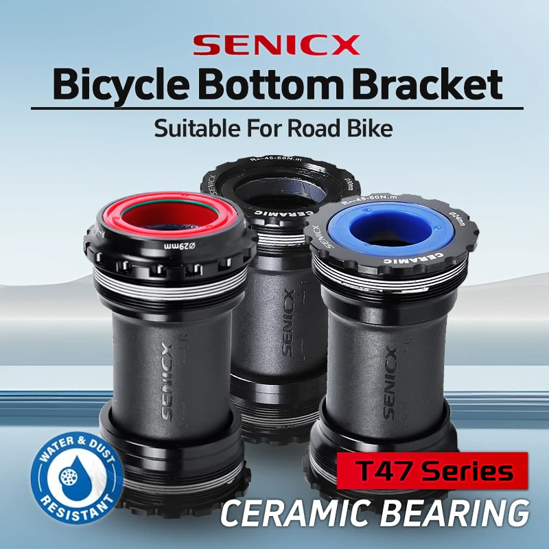 SENICX T47 Bottom Bracket Ceramic Bearing Dustproof Bicycle BB 24/28.99 DUB/30mm Axis Central Movement Fit for Shimano/SRAM GXP