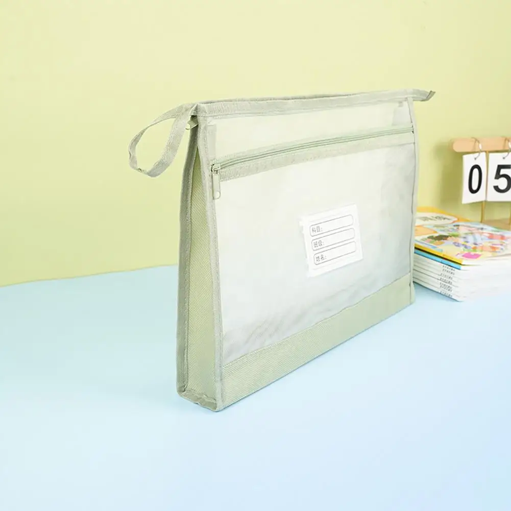 

Work Document Organizer Transparent Double-layer Mesh Zipper Pouch for A4 Documents Organize Office School Travel Supplies