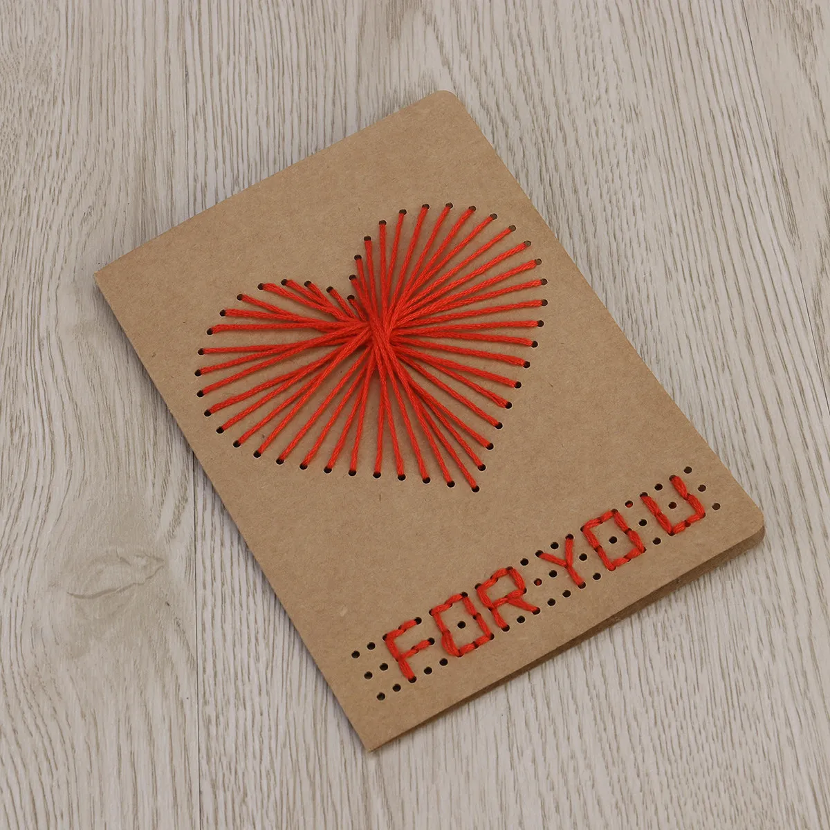 6pcs Vintage Kraft Paper Love Heart Greeting Cards with Needle & Red Thread, Envelopes for Christmas, New Year, Valentine's