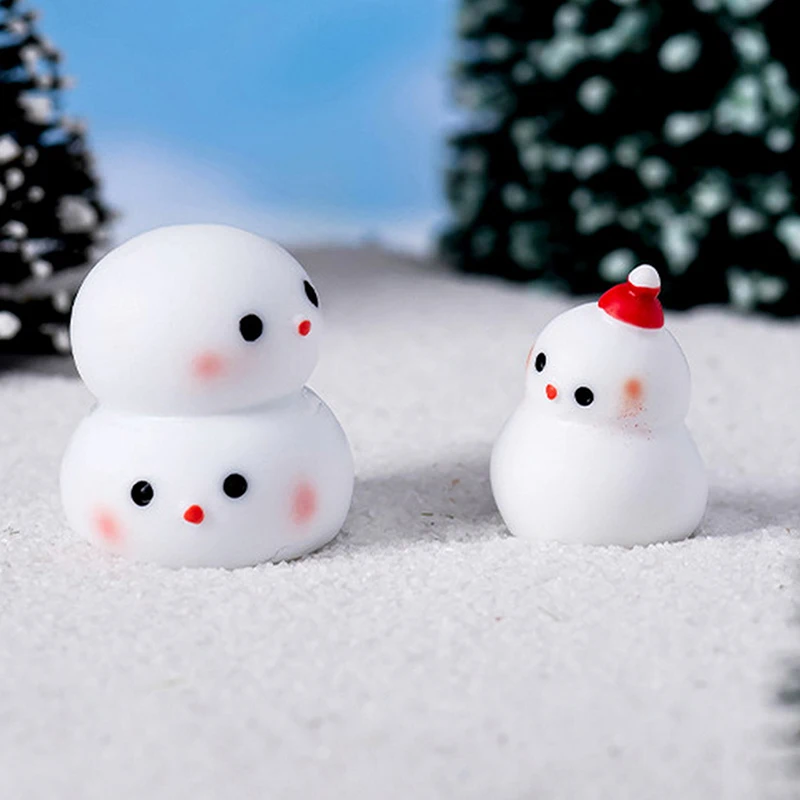 Cartoon Cute Christmas Snowman Doll Micro Landscape Ornament Dollhouse Home Garden Craft Decorations DIY Resin Accessories