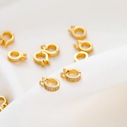 Fermoirs Ronds en Laiton Plaqué Or 14K/18K, 6 Pièces, Crochets pour Connecteur de Bracelet et Collier, Fournitures de Divertissement