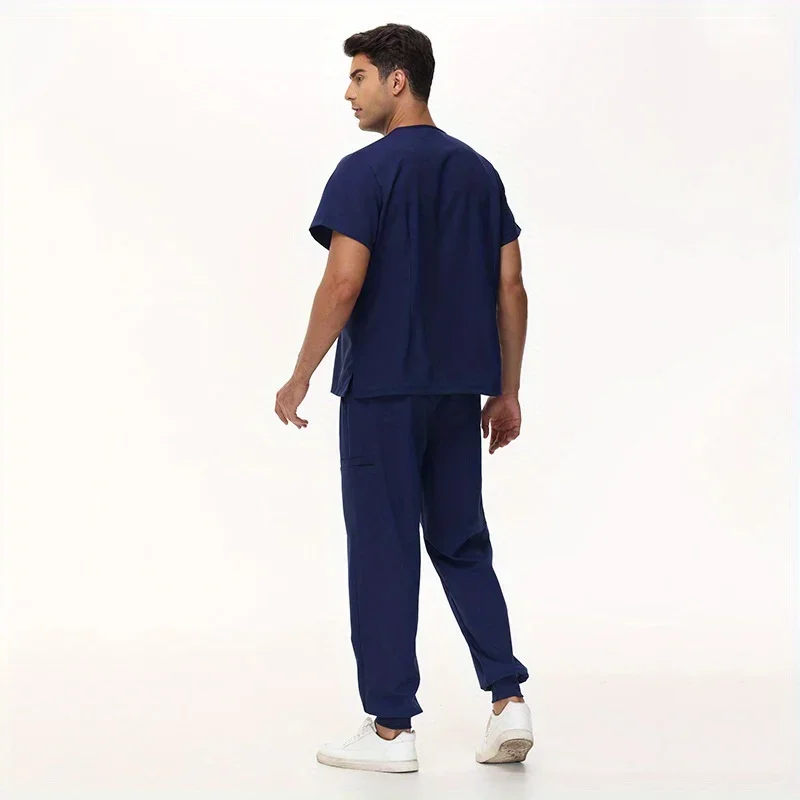 Men's Short Sleeve Nurse Uniforms Oral Hospital Staff Scrub Suits Men's Doctor Sets