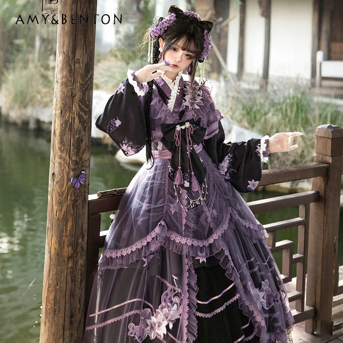 

Original Chinese-style Lolita Dress Set Sweet Cute Elegant Princess Elaborate Floral Embroidery Puffy Dress Evening Dresses