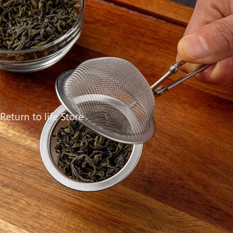 Stainless Steel Tea Infuser Sphere Filter Ball Teaspoon Squeeze Creative Strainer Tea Drip Handle Seasoning Mesh Spoon Ball