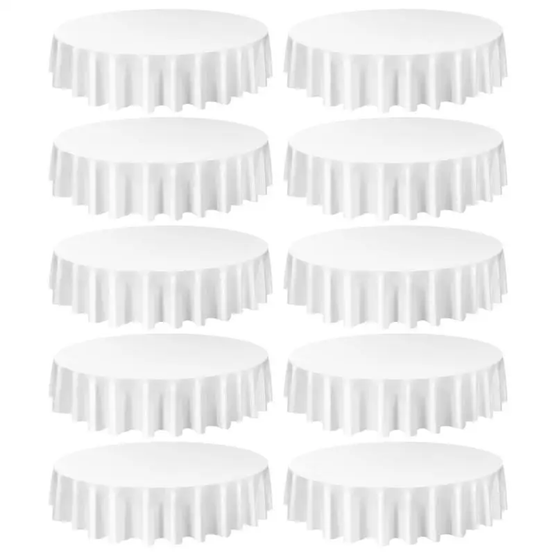 

White Round Tablecloths 10 Pack, 90 Inches in Diameter, Stain- & Wrinkle- Resistant, Machine Washable Table Clothes, Polyester Fabric Table Covers for Wedding, Party, Banquet, Formal Events