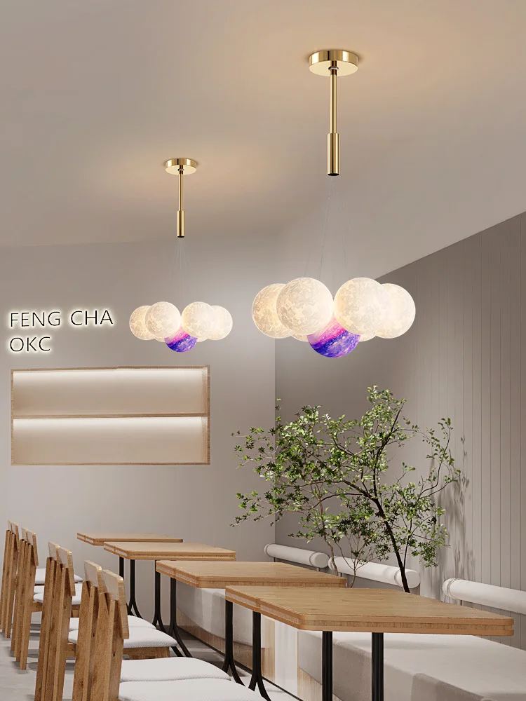 Nordic moderno led luz de luxo criativo nuvem planeta bolha bola lustre imitação mármore lâmpada quarto sala estar lâmpada vidro