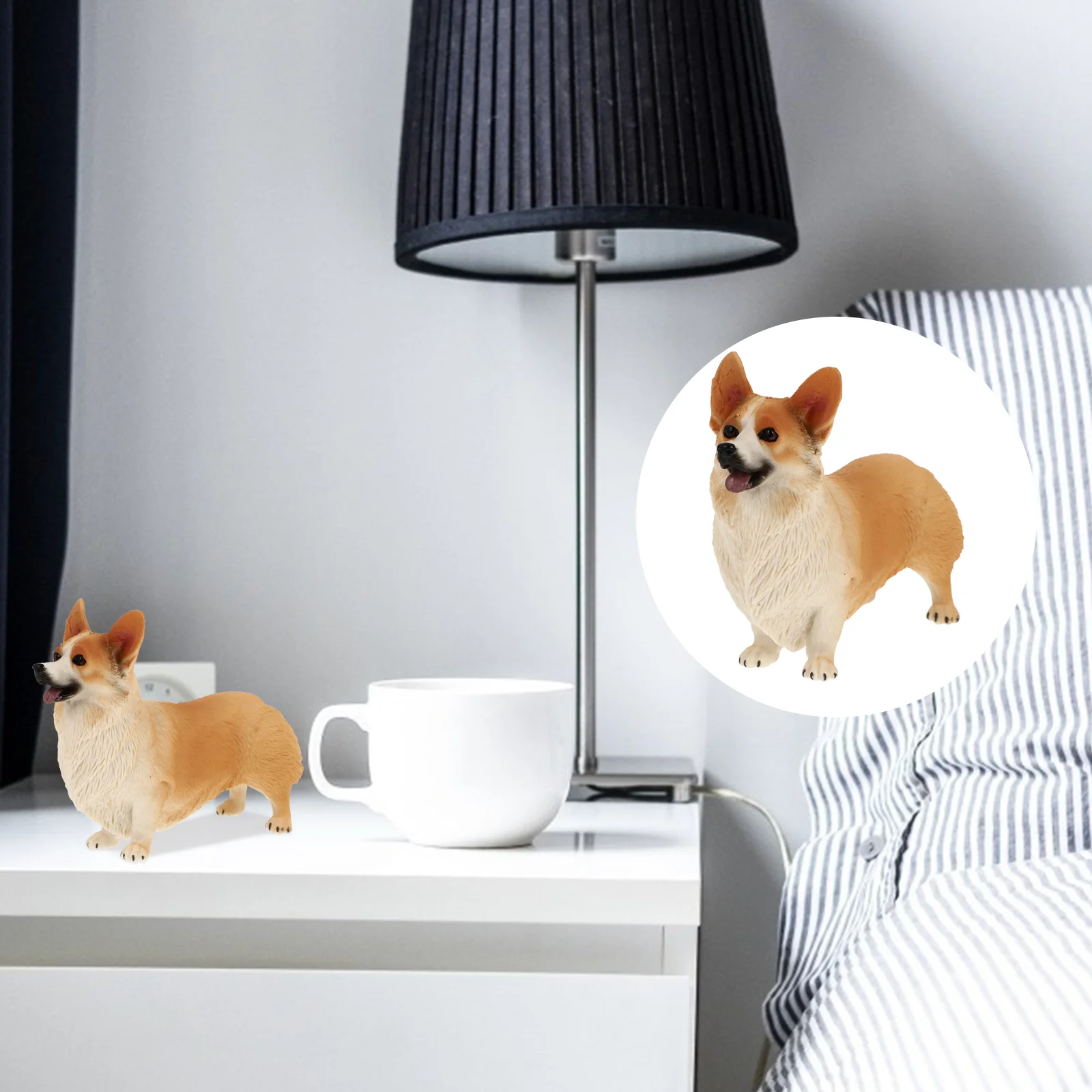 

1pc Simulation Dog Figurine Corgi Pet Ornament Static Solid Animal Model Desktop Decoration (Standing Corgi)