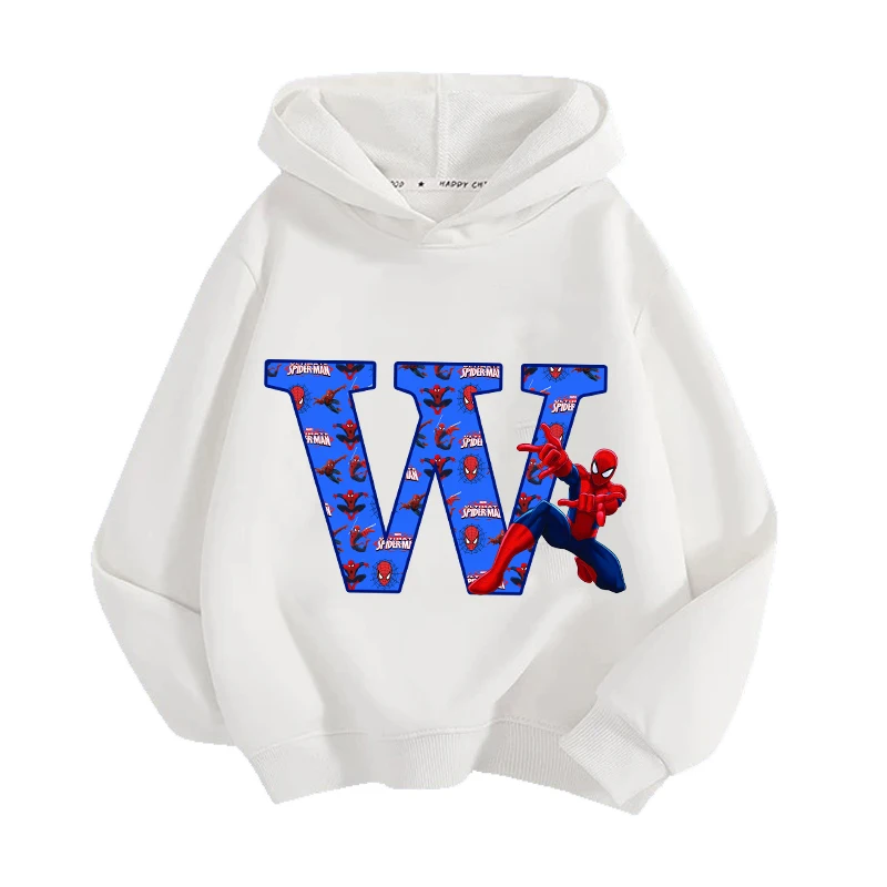 Marvels Spidermans Letter Hoodies Boys Anime Action Figures Sweatshirt Kid Winter Warm Pullover Thickening Clothes Children Gift