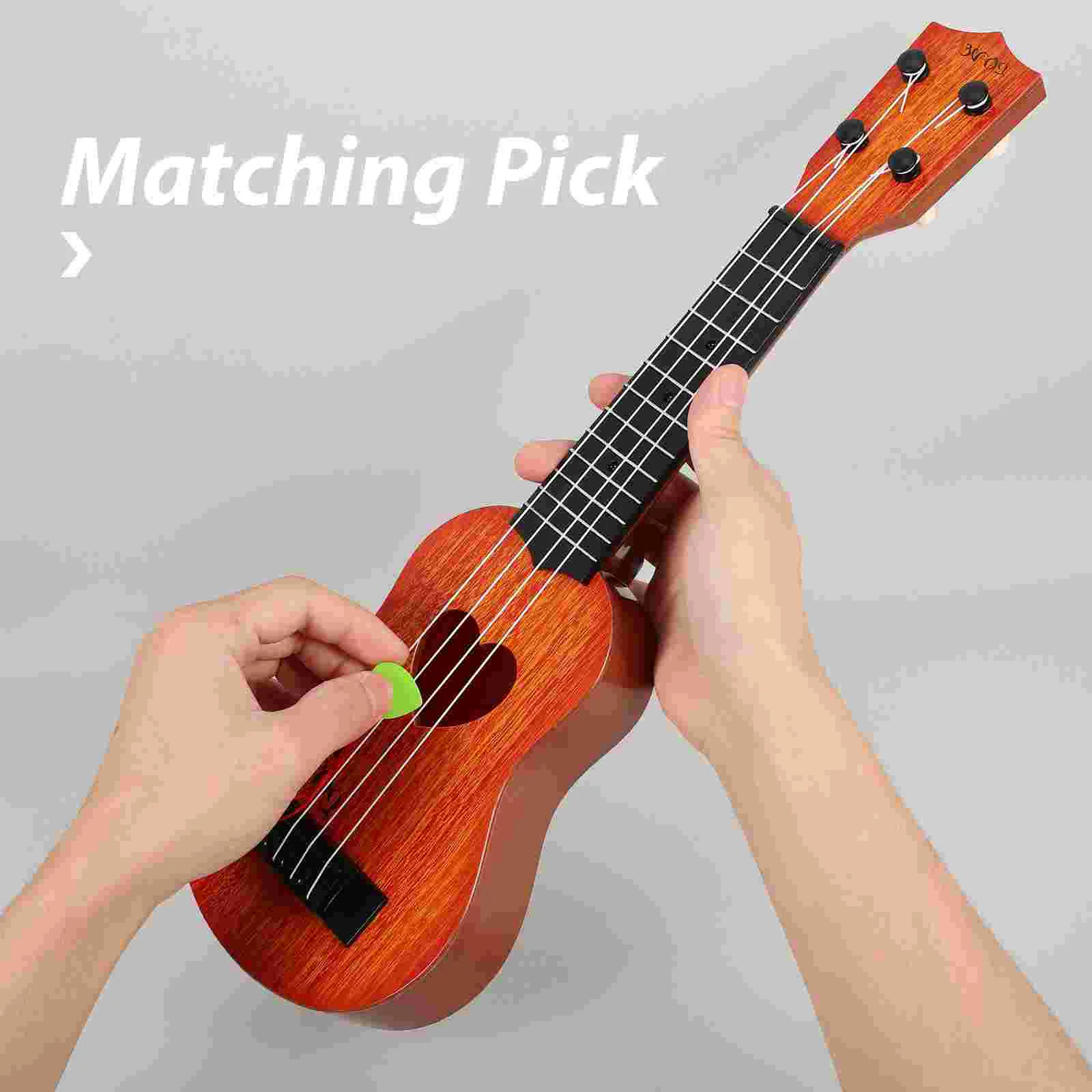 Children Small Size Musical Instruments Imitated Ukulele Mini Guitar Playing Toy with Four Strings (44cm, Khaki)