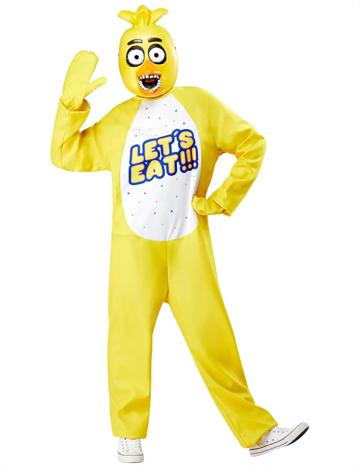

Five Nights at Freddy's Chica Costume Jumpsuit with Gloves and Half-Mask for Adults