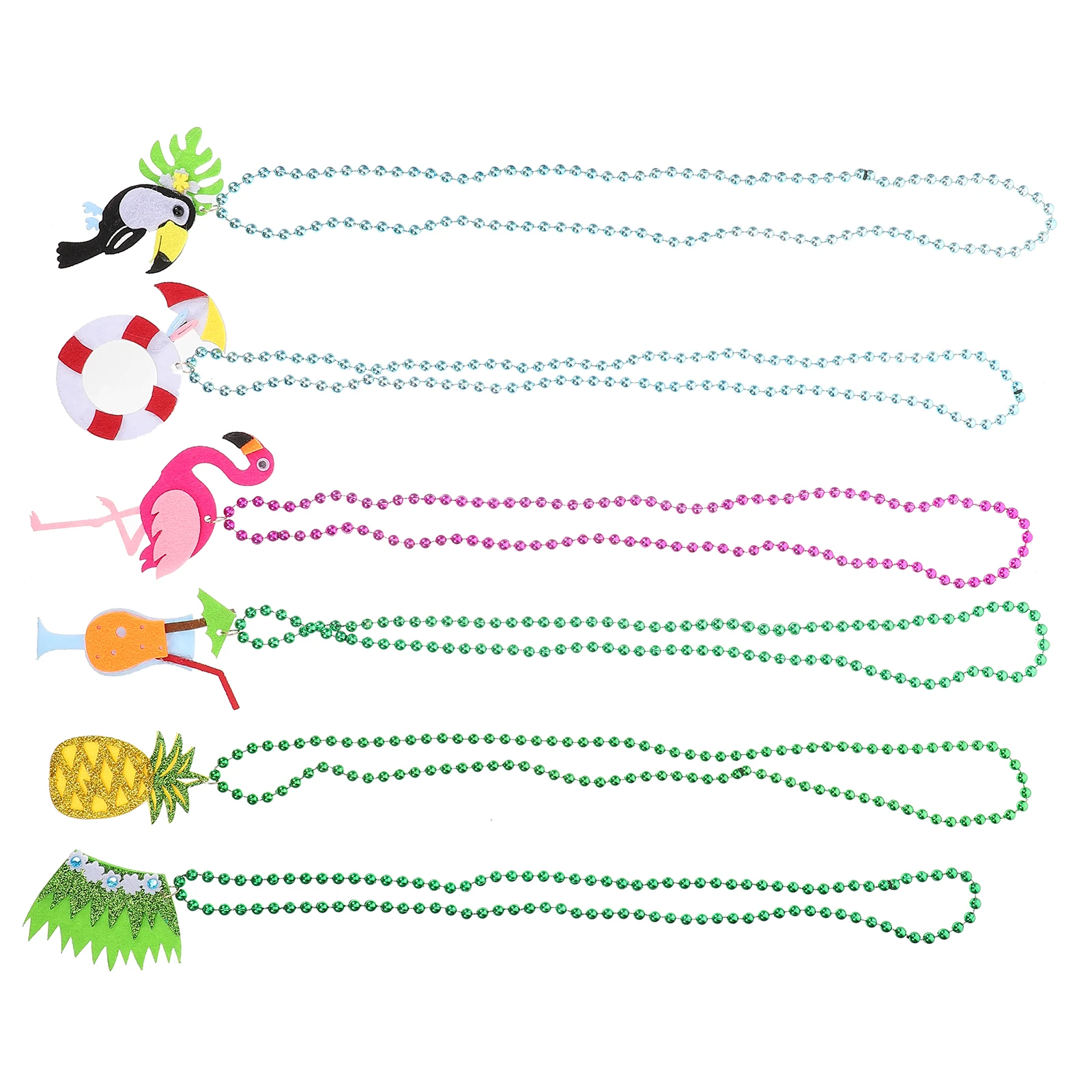 

6 Pcs Tropical Themed Necklace Beach Luau Hawaiian Party Accessories Supplies Favors Bead Chain