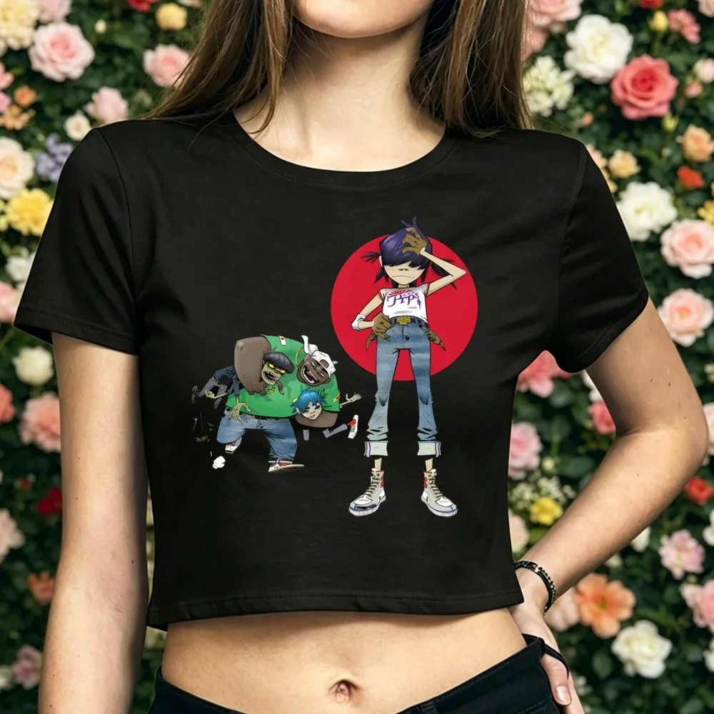 Gorillaz cropped top teen 2000s japanese manga meme dollette shirt gothic funny meme