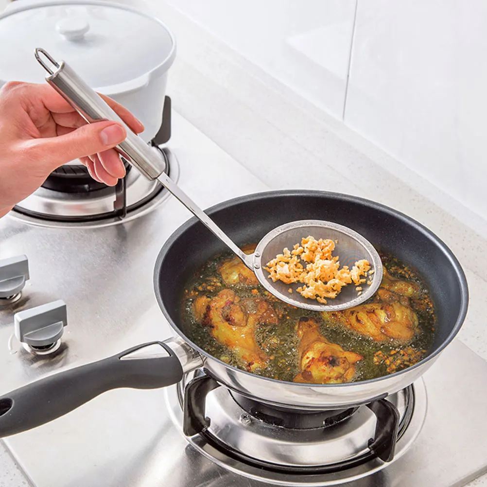 

1pc Stainless Steel Food Grade Skimmer Filter Hot Pot Ladle Corrosion Resistant Kitchen Accessory Ergonomic Handle Wall Hanging