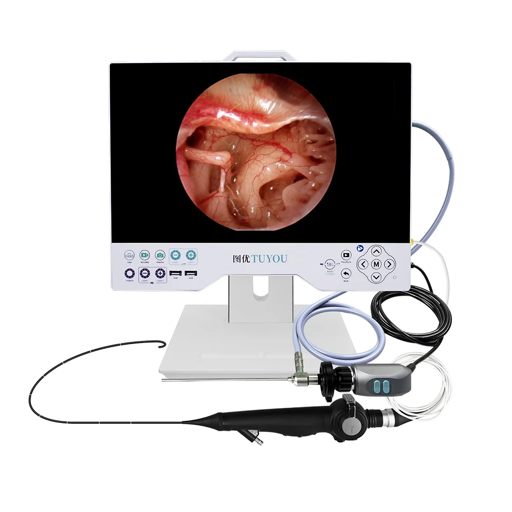 ENT Flexible Video Laryngoscope Reusable Disposable with 15 27inch Display