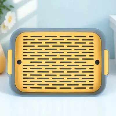 

1 pc Double Layer Drain Tray Plastic Cup Drainer Drying Rack Bowl Filter Trays Kitchen Storage Pp Material Handle Portable