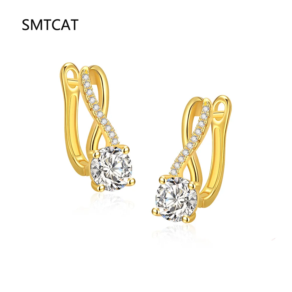 Real 925 Sterling Silver Infinity Hoop Earrings for Women 4.10ctw. Moissanite Drop Earrings Luxury Wedding Jewelry Huggies