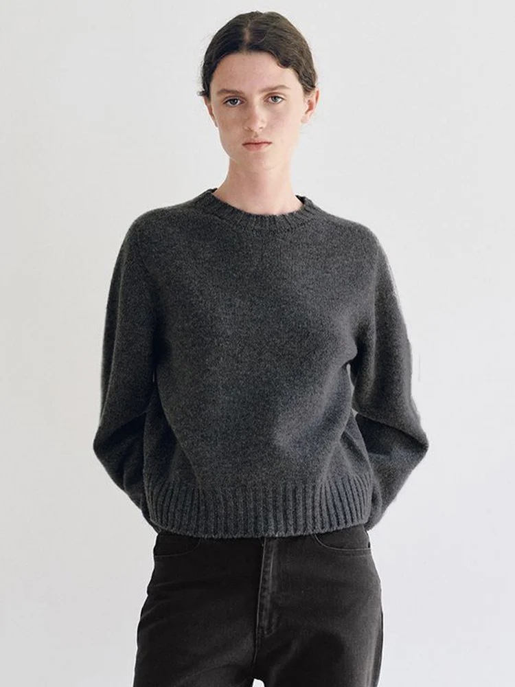 

Ретро-свитер с глубоким V-образным вырезом, свободный вязаный джемпер для повседневной носки, женский повседневный топ из мягкой шерстяной смеси, трикотаж с длинными рукавами