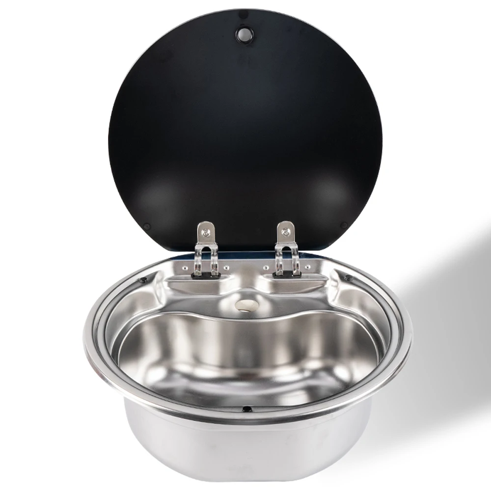 

Wholesale Boat RV Caravan Round Metal 304 Stainless Steel Hand Wash Basin Sink With Lid