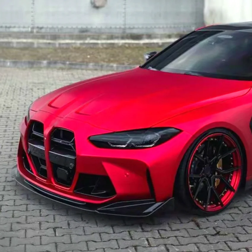 Glänzend schwarzer/Carbon-Look Frontspoilerlippe für BMW M3 G80 M4 G82 2021-2023 Frontstoßstangenschutz Unterer Splitter – Detail 6
