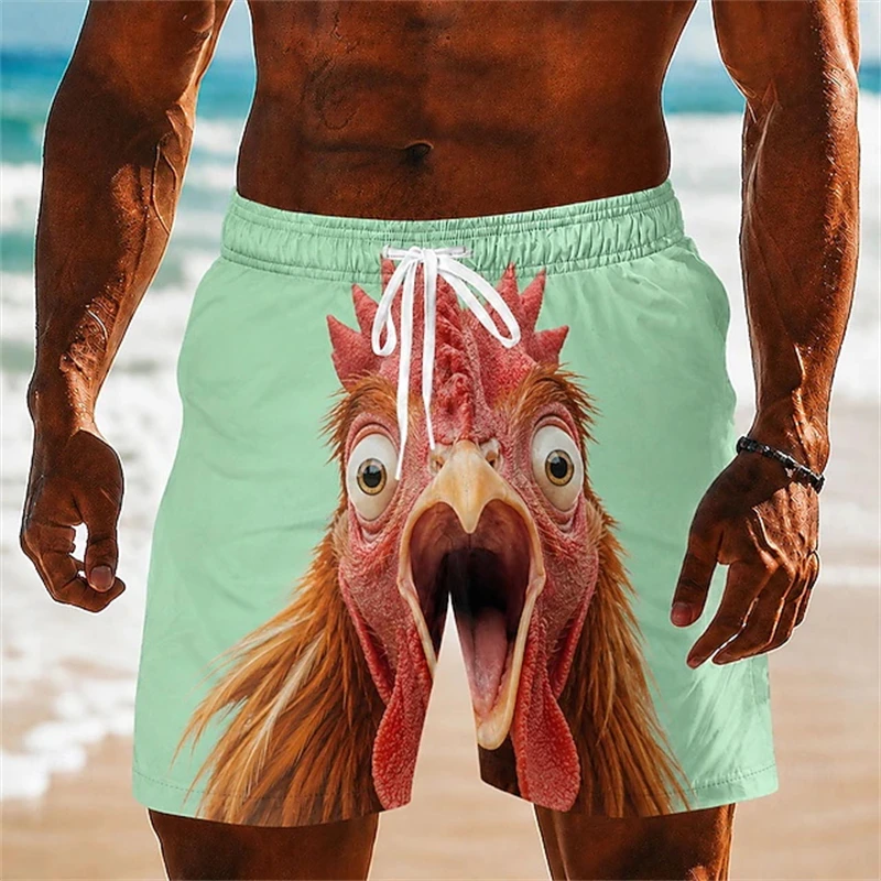 Funny Animal Flamingo Owl Graphic Swim Trunks For Men Casual 3D Printed Short Pants Summer Hawaii Surf Swimsuit Beach Shorts